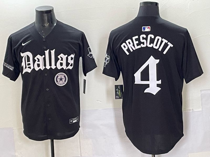 Men 2025 Nike Dallas Cowboys #4 Prescott Black 5th generation Joint Name Limited NFL Jersey 017